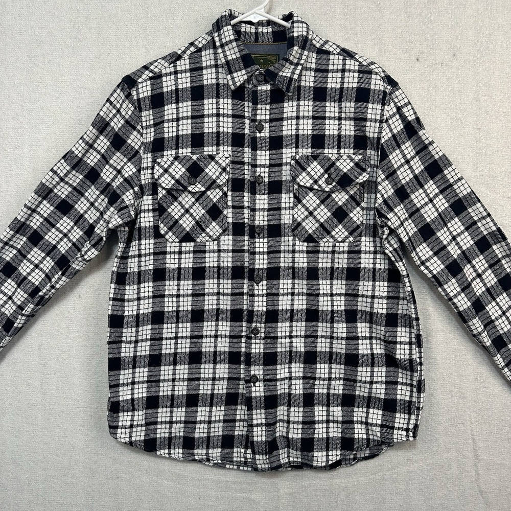 Anchorage Expedition Flannel Long Sleeve Men's Medium Button Up BlackWhite Plaid